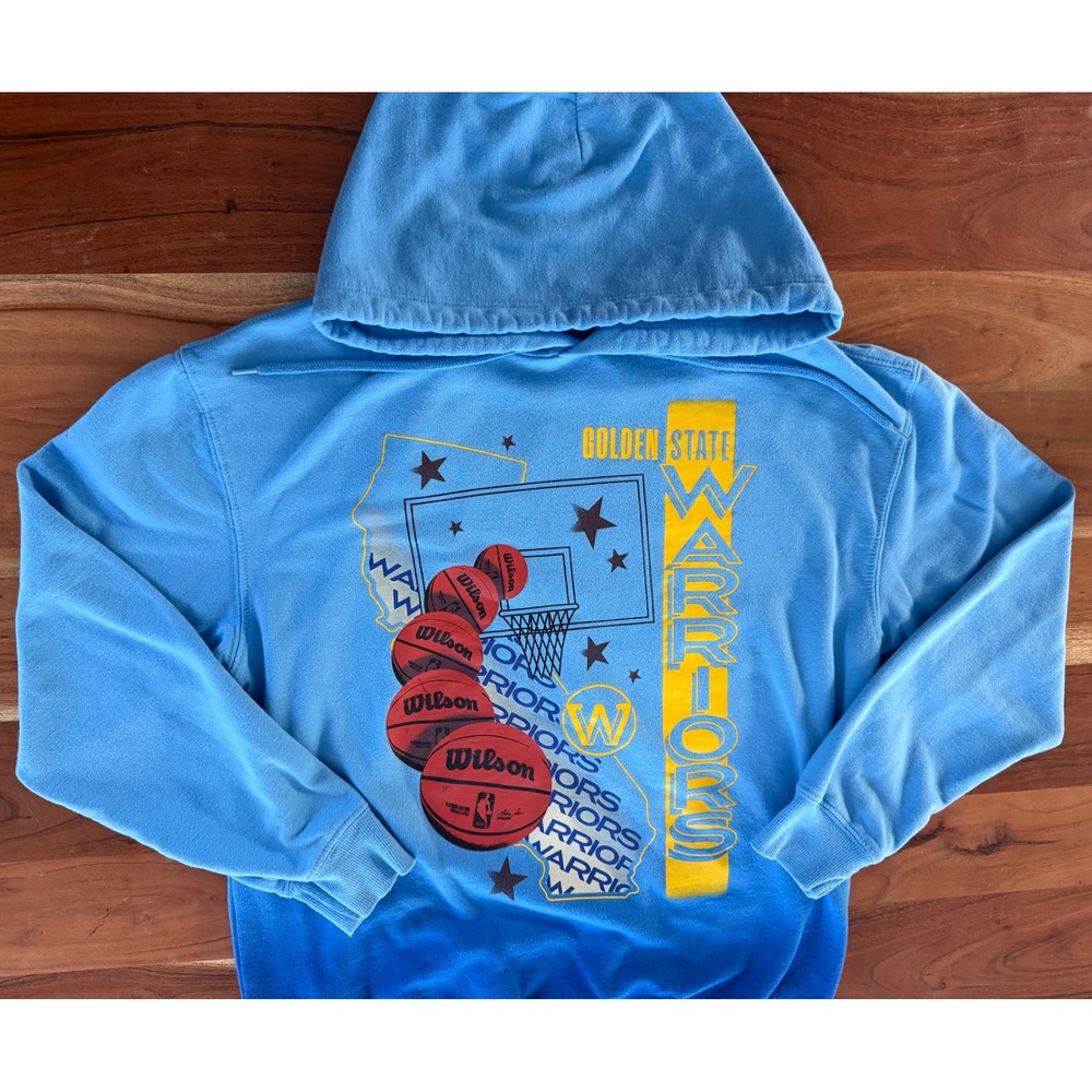 NBA Golden State Warriors Blue Ombre Graphic Hoodie Sweatshirt Small